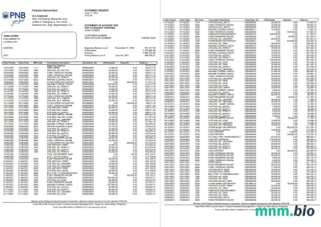 Filipiny PNB 4 strony excel